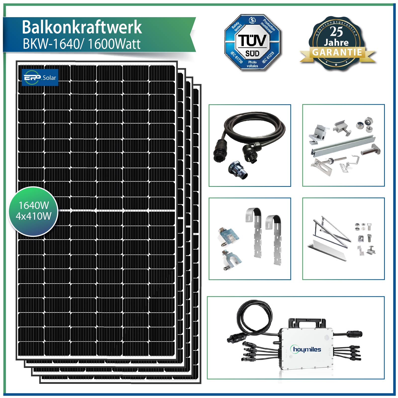 380 Watt Balkonkraftwerk Photovoltaik Solaranlage Steckerfertig WIFI Smart